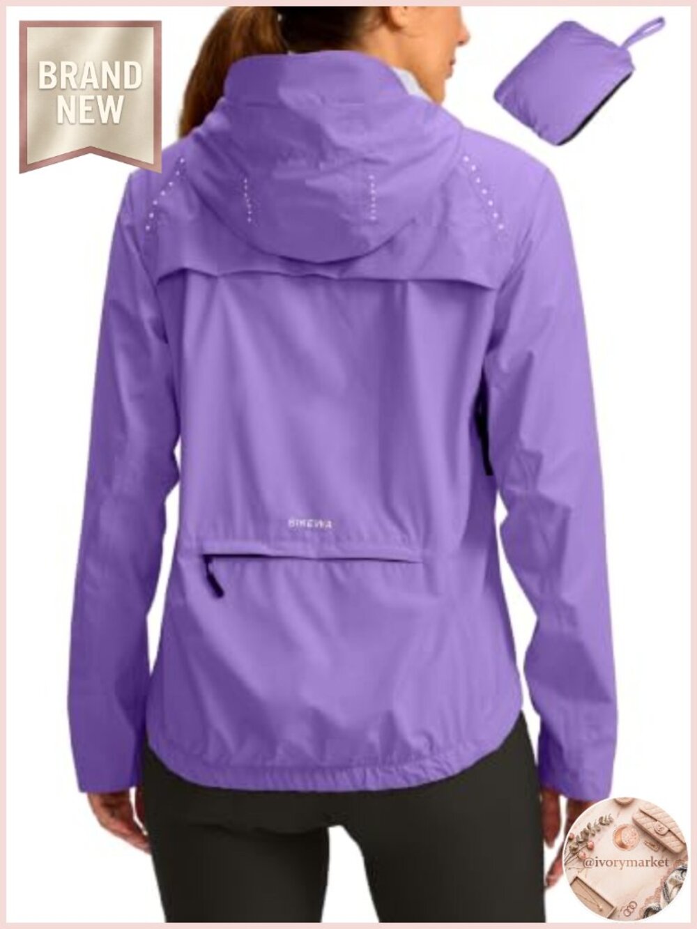 Waterproof Cycling Rain Jacket Women Windbreaker Lightweight Packable Hooded